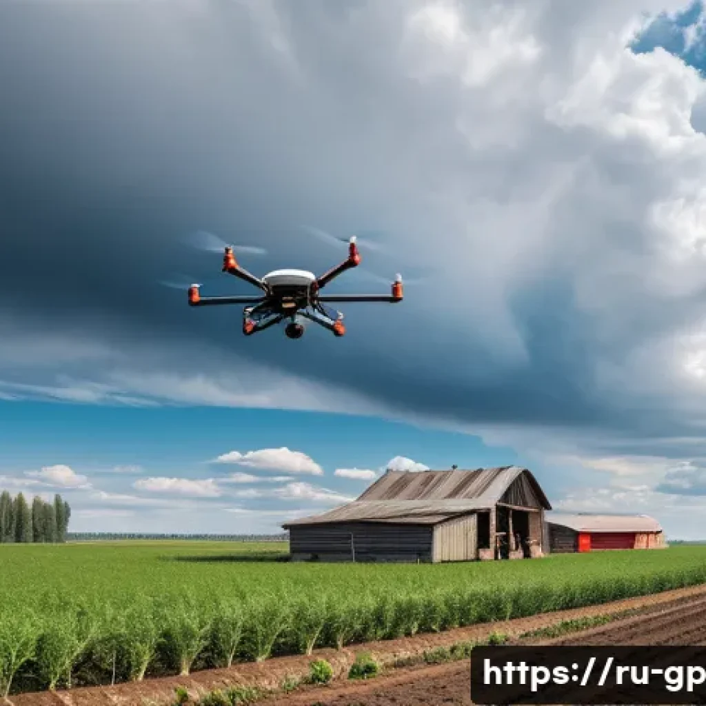 기상조절 기술의 대중 인식 변화 - A detailed scene of a modern agricultural field in rural Russia during a dry season, showcasing clou...